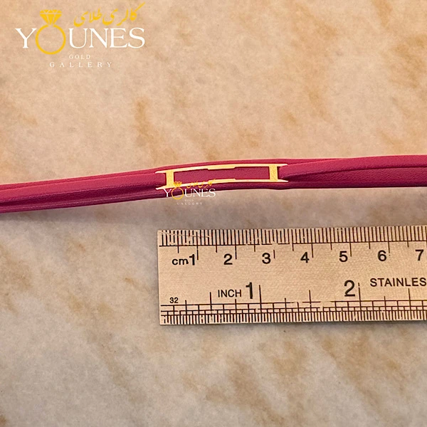 دستبند طلا زنانه چرمی دو خط L334